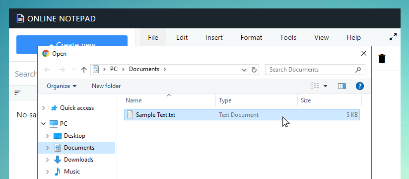Open file dialog in Upmedia